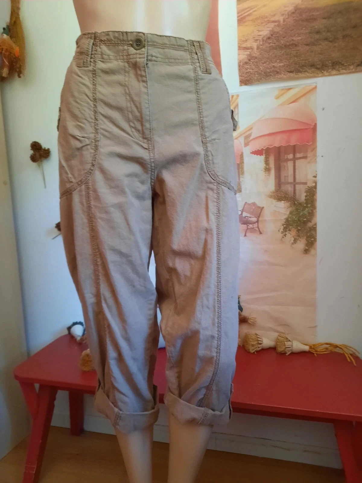 🥀Pantacourt lin et Coton, femme Taille 50.